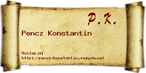 Pencz Konstantin névjegykártya